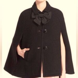 Kate Spade Cape Peacoat w/Arm Slits, Pockets, Button Closure and Bow Detail